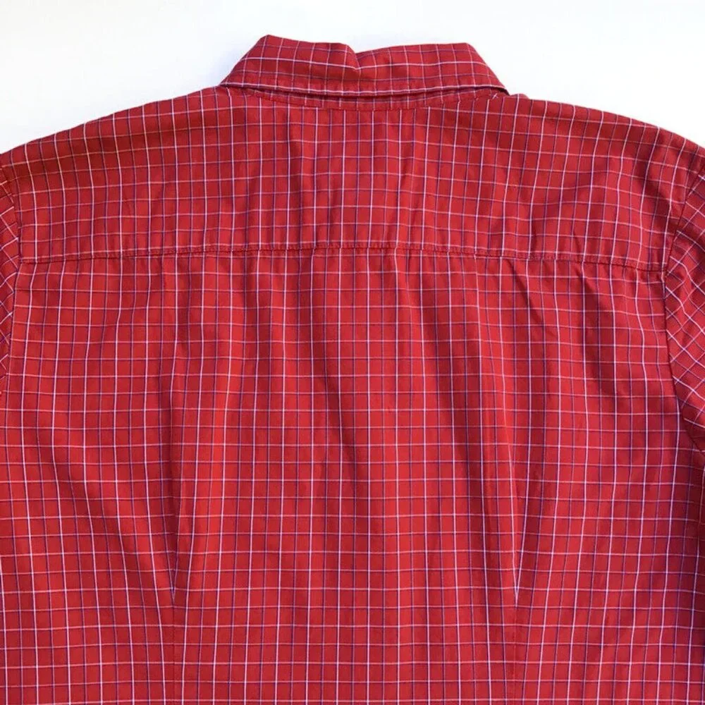Talbots Button Down Shirt Womens Sz Medium Thin Line Plaid Red Blue 100% Cotton - Picture 8 of 8